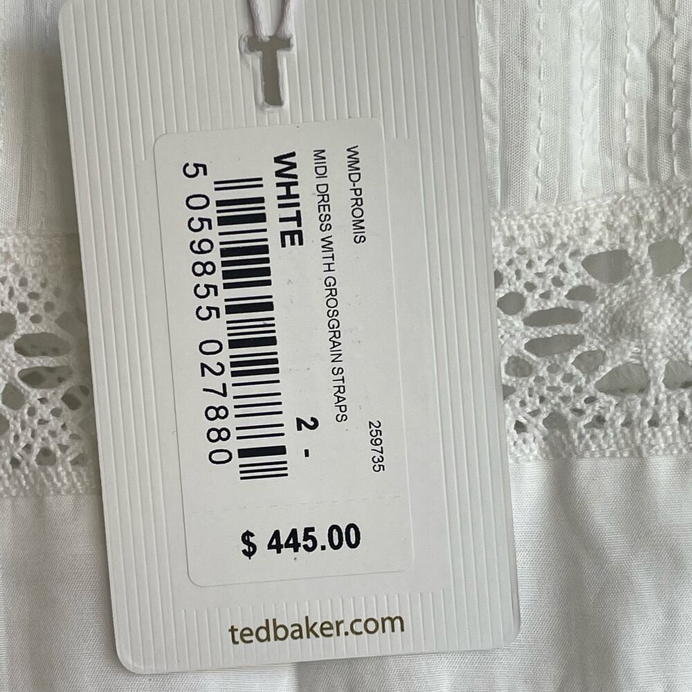 Ted Baker London Promis Eyelet Inset White Midi Dress Size 2 / US Size Small NWT - Picture 7 of 13